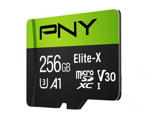 PNY MICRO-SD Card ELITE X 256GB XC Class 10 UHS I U3 A1 V30 SD adapter 100MB/s