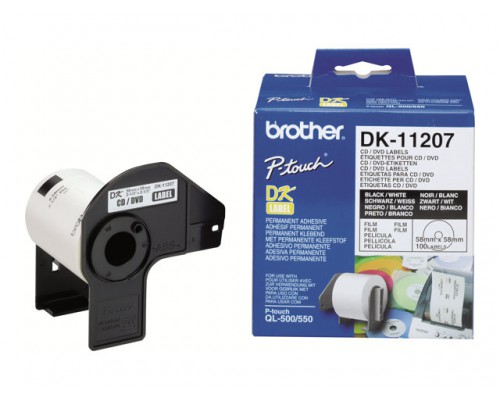 BROTHER P-Touch DK-11207 die-cut CD / DVD label (film) diameter 58mm 100 labels