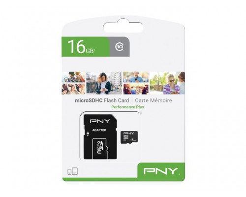 PNY Micro SD Card Performance Plus 16GB HC Class 10 SD adapter
