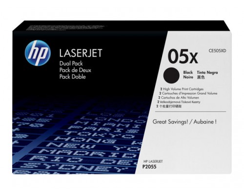 HP 05XD Laserjet originele toner cartridge zwart high capacity 2 x 6.500 pagina s 2-pack
