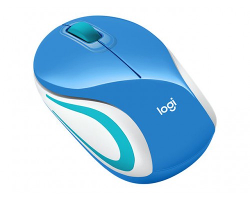 LOGITECH Mouse Wireless M187 Mini Mouse Blue - Tiny receiver - Muis Blauw Draadloos
